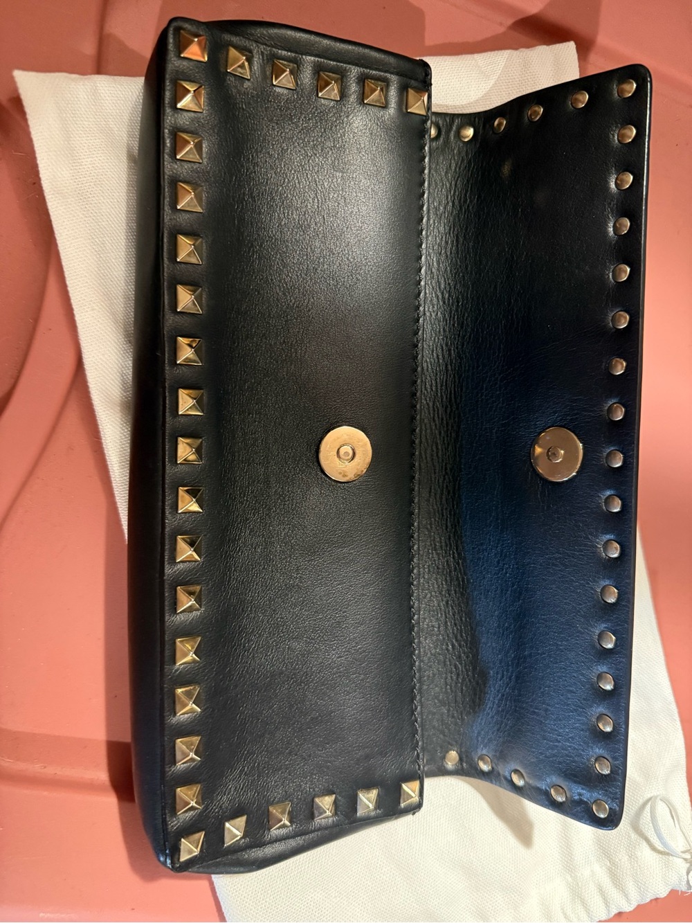 Valentino Garavani Dark Gray Clutch with Gold Studs - Picture 9 of 9